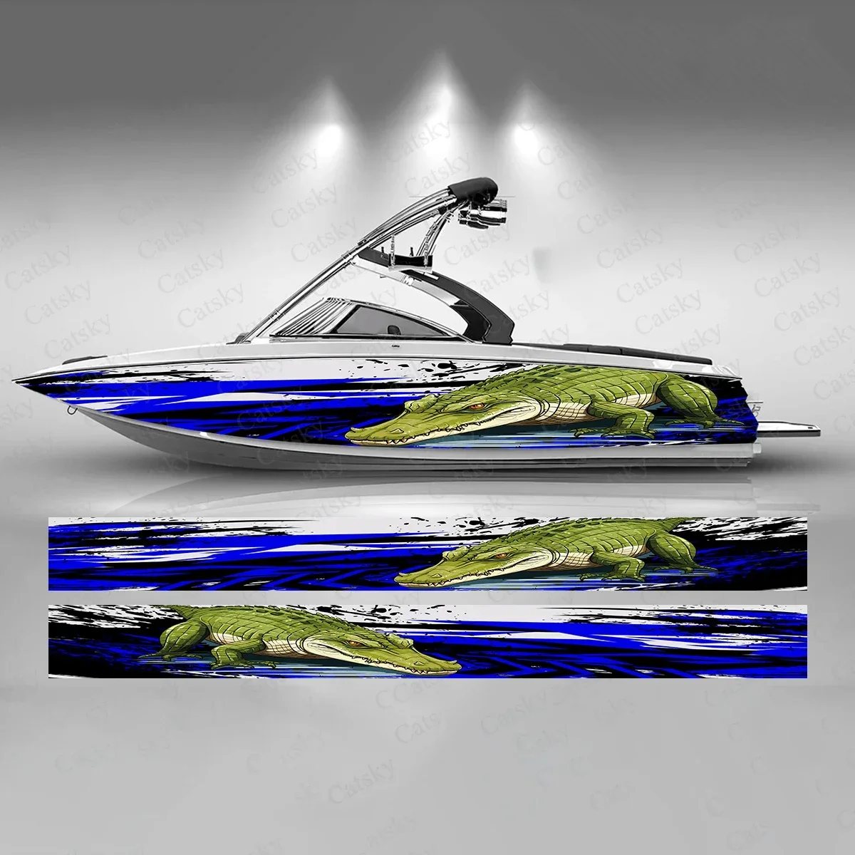 Krokodil bunte Boot Aufkleber Mode benutzerdefinierte Fisch Boot-Aufkleber Vinyl wasserdicht Boot Wrap Grafik Boot Wrap Aufkleber