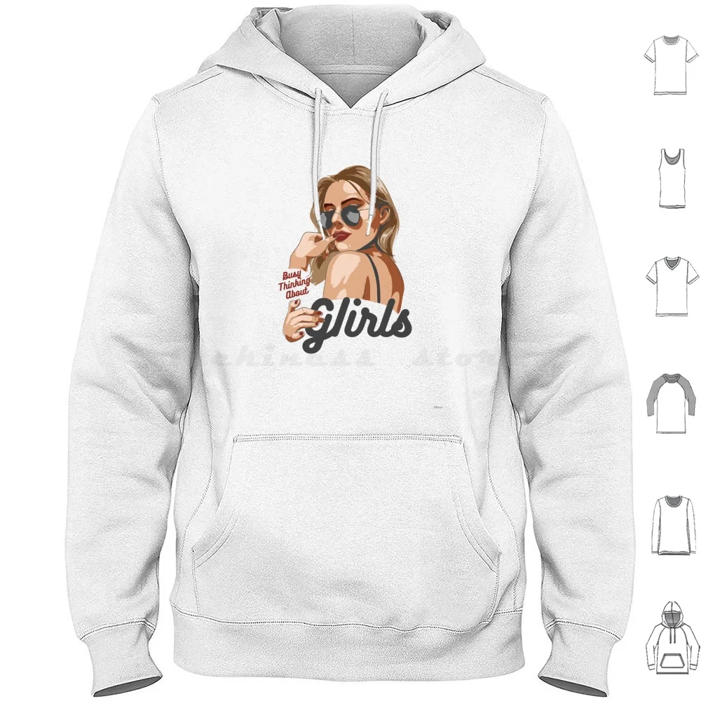 Busy Thinking About Girls Hoodie cotton Long Sleeve Busy Thinking About Girls Art Sapphic Art Vintage Art Comic Art Funny Busy