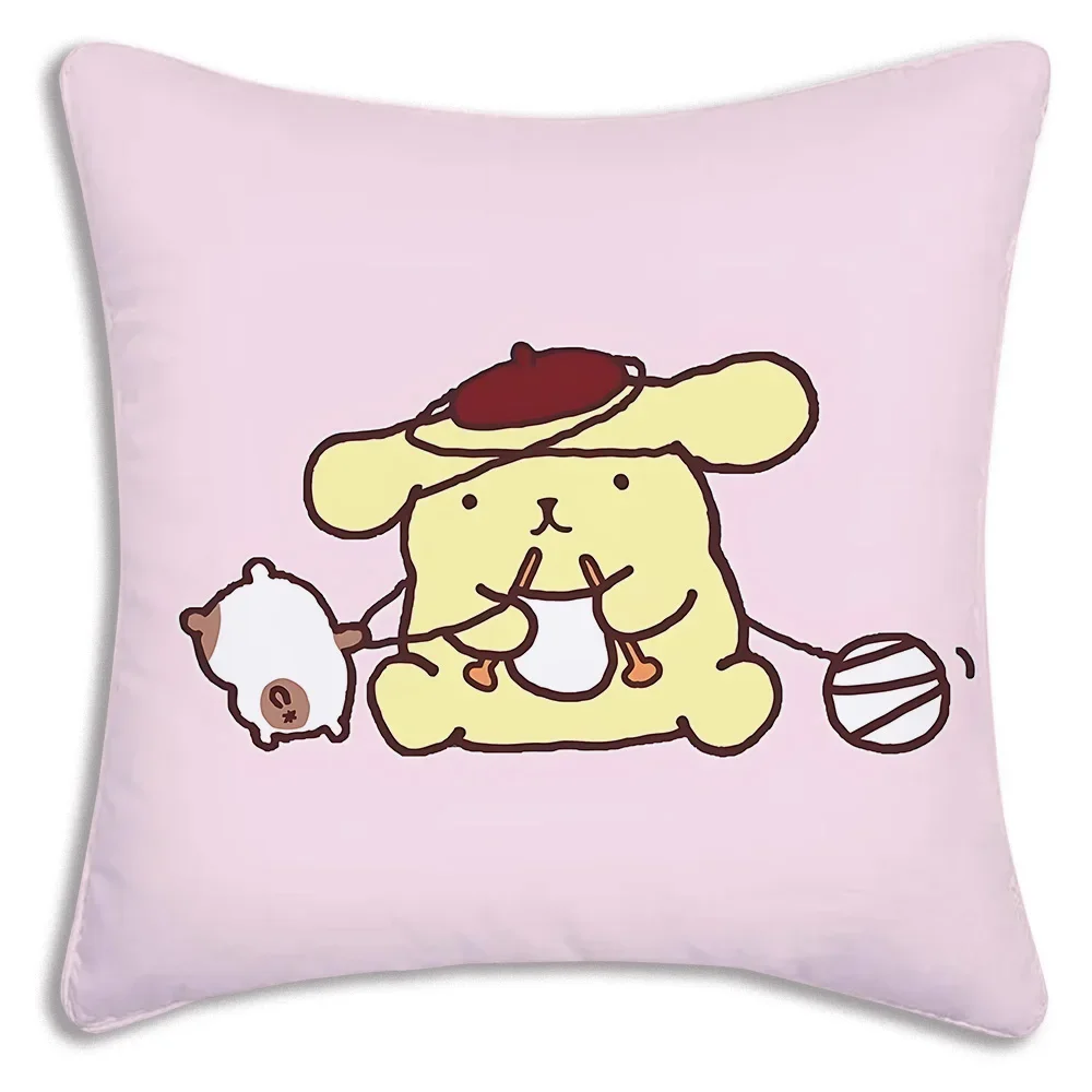 Sanrio Pompompurin sarung bantal Sofa kartun dekoratif rumah cetak dua sisi mewah pendek sarung bantal lucu