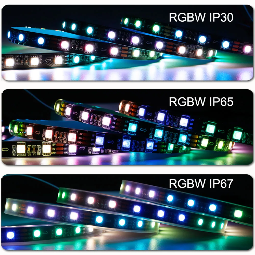 1-5M SK6812 RGBW światło listwa LED RGBWW 5050SMD 4 w 1 60LEDs/m adresowalna taśma LED do pikseli biała/czarna PCB IP30 IP65 IP67 DC12V