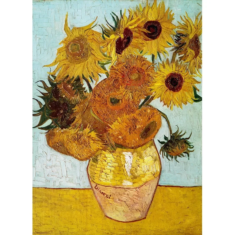 MaxRenard 68*49cm Jigsaw Puzzle 1000 Pieces for Adult Van Gogh Sunflower Old Master Paper Painting Family Game Home Decoration