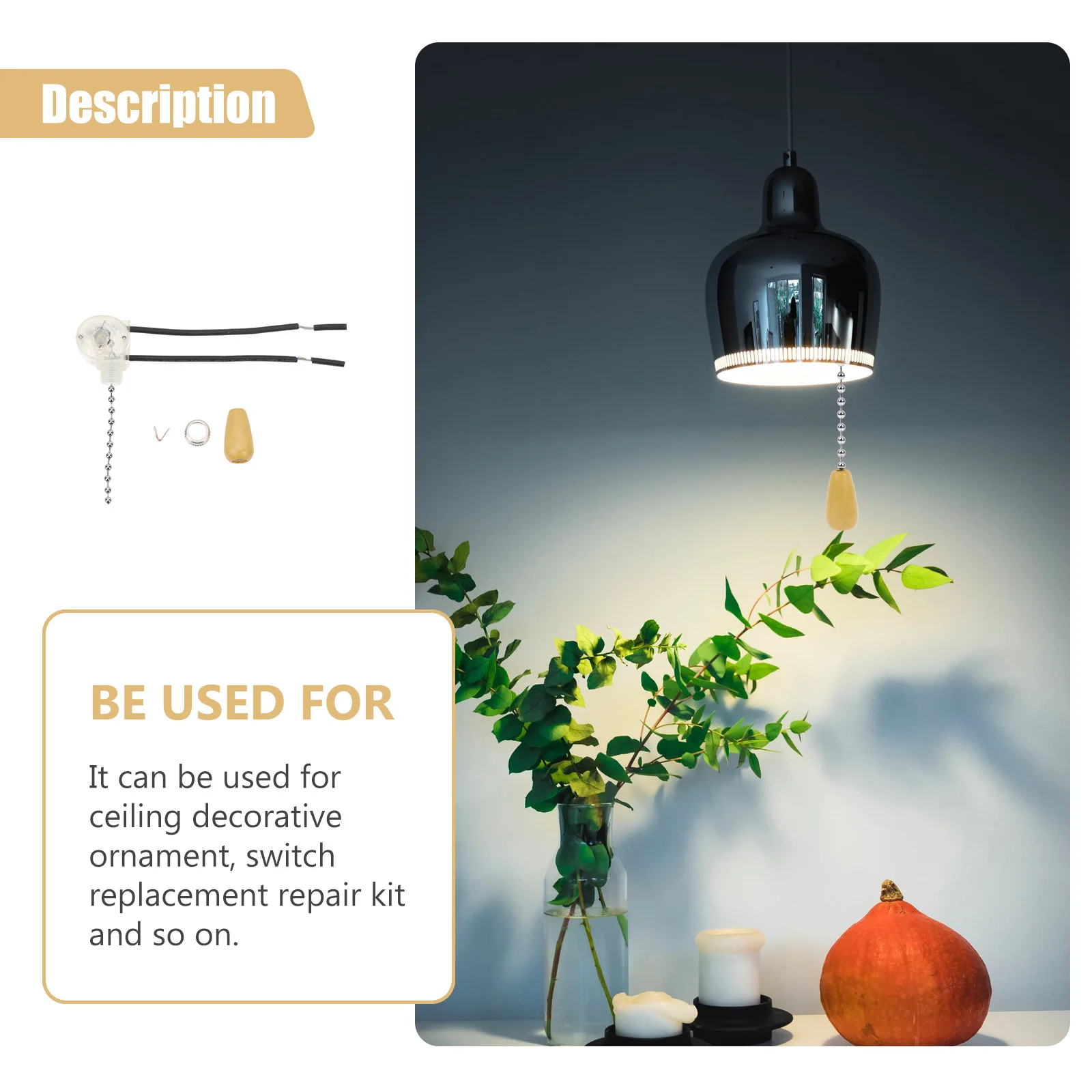 

Cord The Switch Home Ceiling Lamp Accessory Pull Chain for Light Fixture Silver