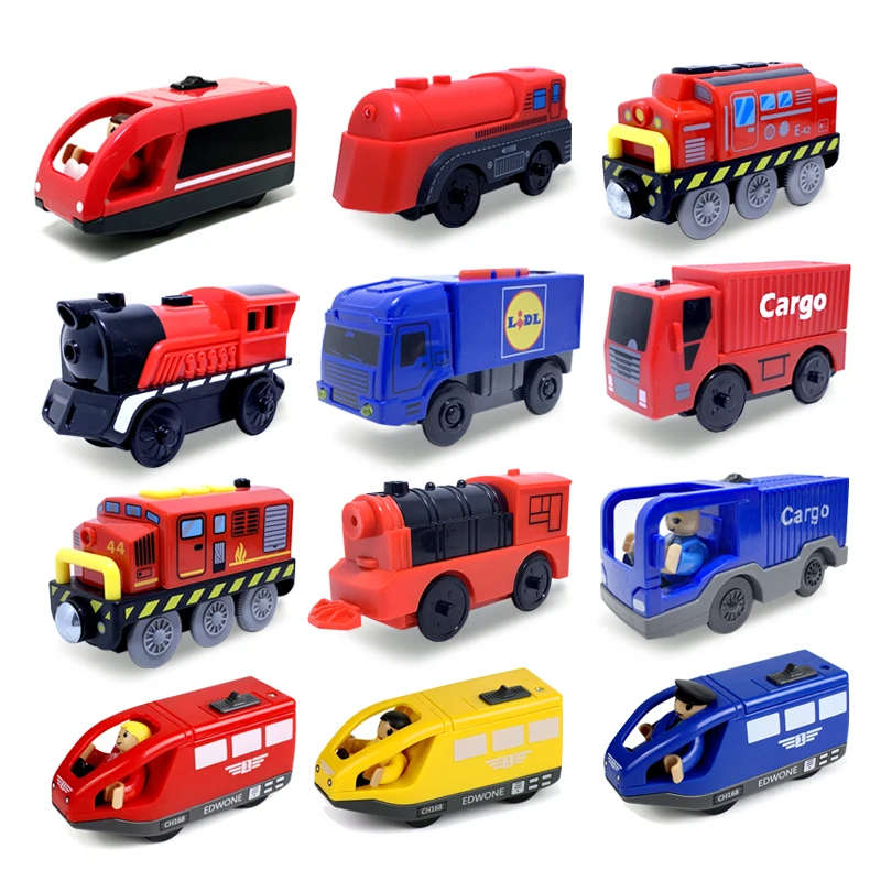 

Electric Train Locomotive Magnetic Car Diecast Slot Fit All Brand Wooden Train Track Railway For Kids children's Toy W02