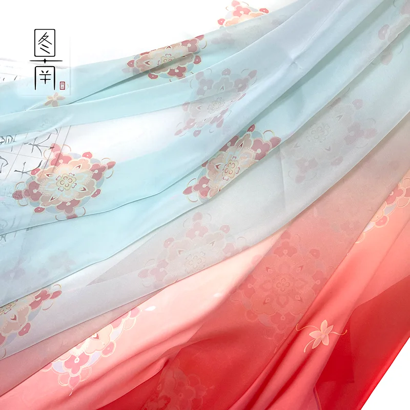 Chinese stlye Tang Dynasty style printed flowers fabric for DIY hanfu dress 1order=1pc(size:100x150cm)