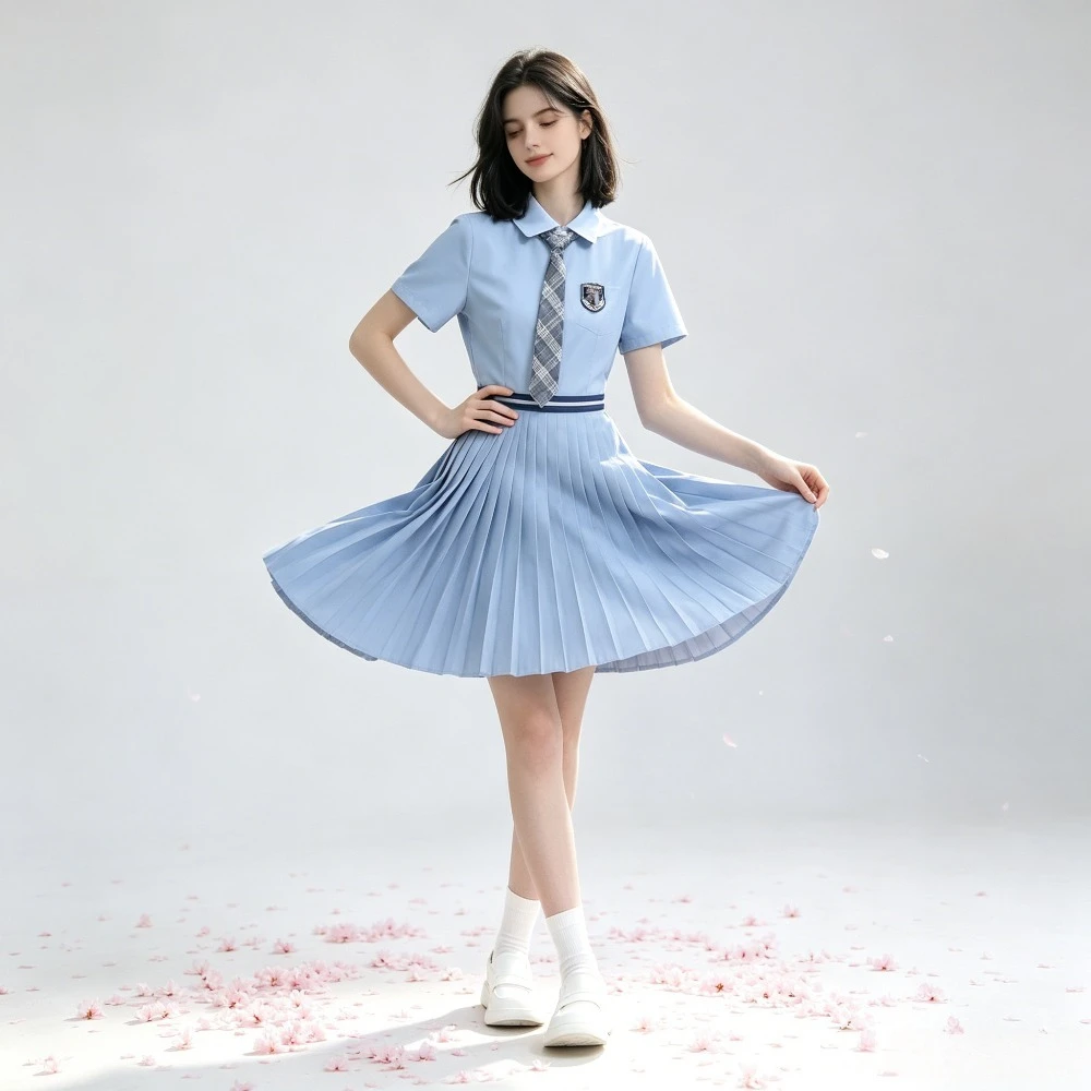 Summer Preppy Academy Style JK School Uniform Complete Set, High School Class Student Outfit For Stage Halloween Anime Cosplay