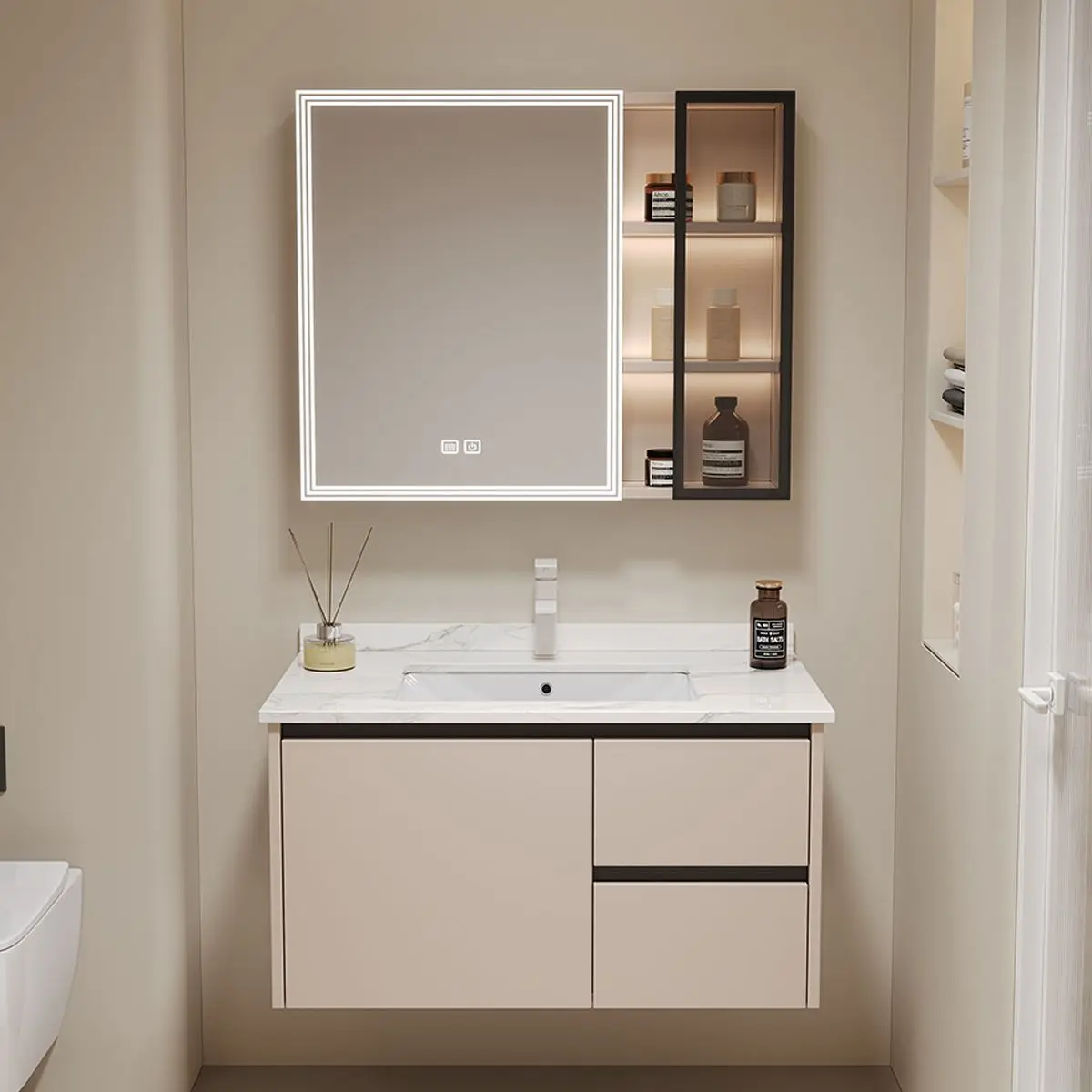 All-aluminum thickened hand washbasin space honeycomb aluminum bathroom cabinet combination washbasin