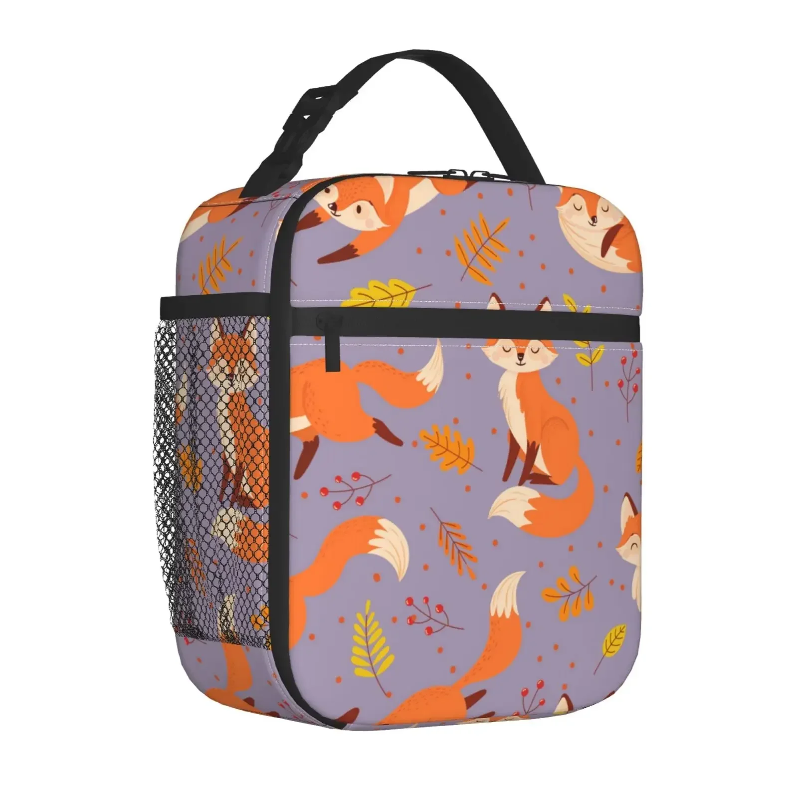 Custom Bag Custom Foxes Autumn Fox Cute Orange Reusable Lunch Box For Office Work School Picnic Beach Leakproof Cooler Tote Bag