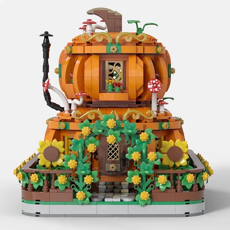 Modular Street View Model Moc Building Bricks Two Story Pumpkin House Technology Blocks Gifts Christmas Toys DIY Sets Assembly