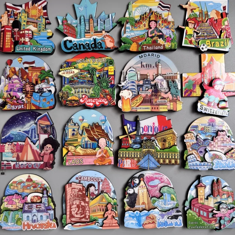 Wood Fridge Magnets Sri Lanka Egypt Finland Thailand America Swiss Norway Croatia Turkey Mauritius Brazil Laos Cambodia Iceland
