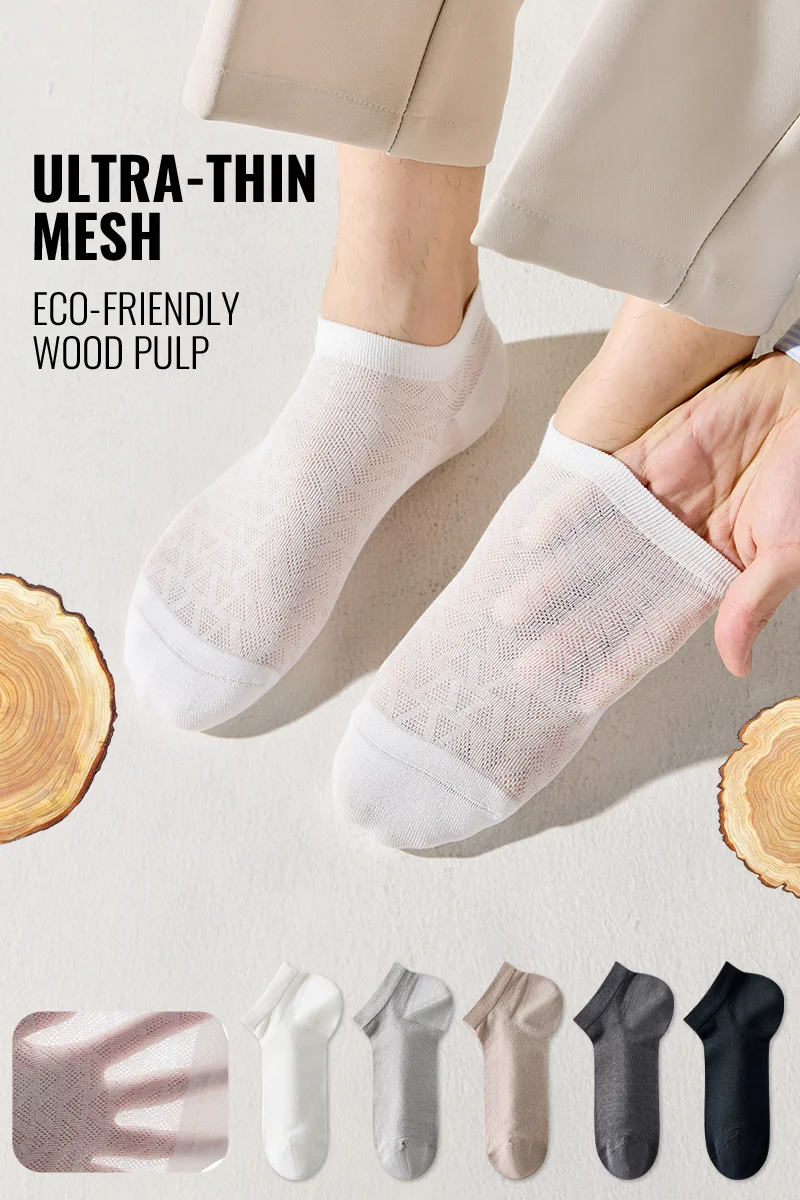 Miiow sem mostrar meia masculina de bambu curto verão fina malha respirável gelo seda tornozelo meia secagem rápida anti odor vestido de negócios meia