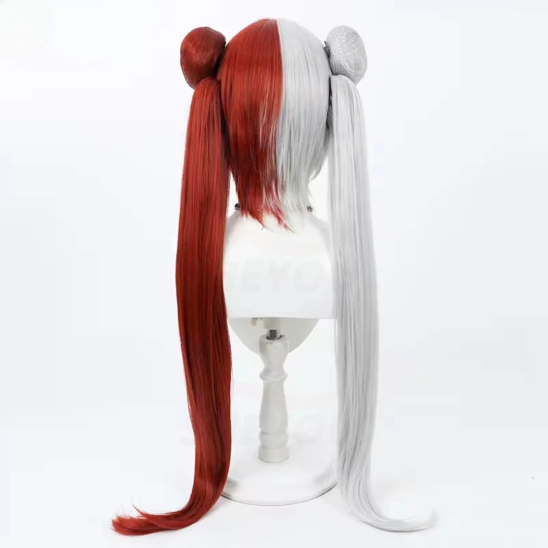 ROC Chao Ho ROC Ying Swei Long Mixed Blue Red & Gray Straight Cosplay Wig Azur Lane Heat Resistant Synthetic Hair Role Play Wigs