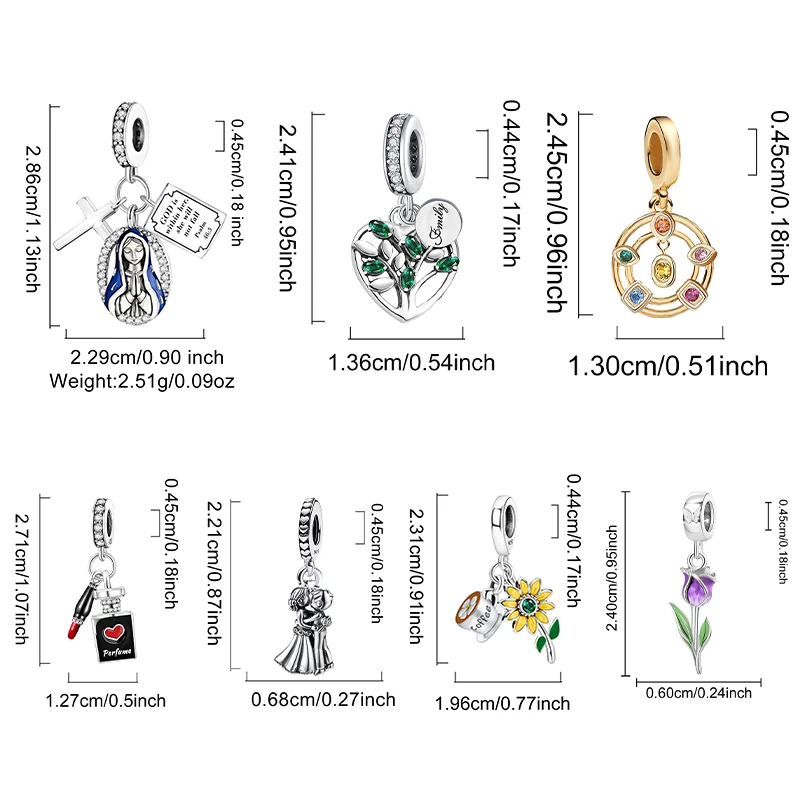 925 Sterling Silver Sunflower Animal Love Heart Cake Diy Charms Beads Fit Make of Bracelets Necklace Fashion Jewelry Gift