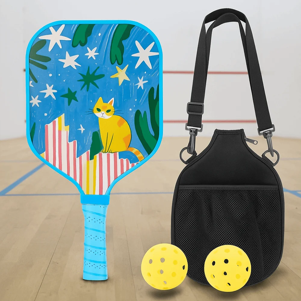 

Cartoon Children's Pickleball Set Colorful Lightweight Kid's Pickleball Set Glass Fiber 2 Balls Children's Pickleball Rackets