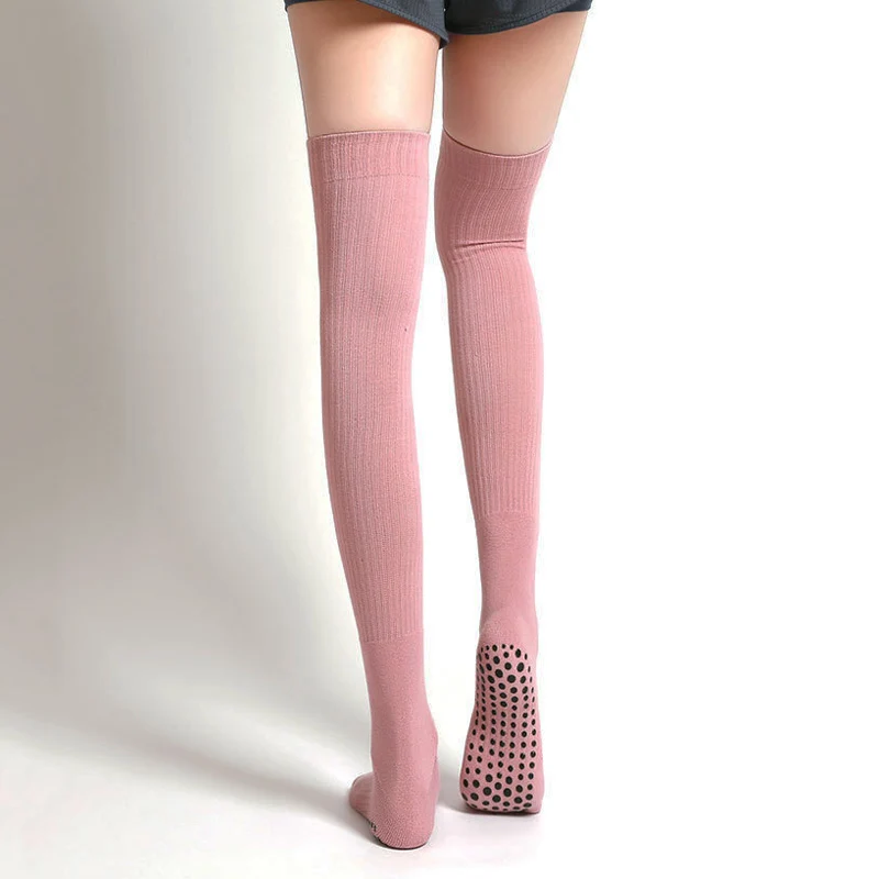 Women Anti-slip Yoga Socks Cotton Indoor Breathable Fitness Pilates Socks Long Tube Ladies Ballet Dance Sports Socks