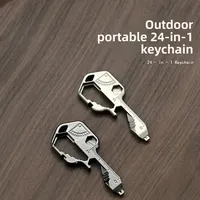 1Pcs New 24 In 1 Stainless Steel EDC Key Ring for Outdoor Survival/Repair Gadgets Multifunction Screwdriver/Bottle Opener Tool