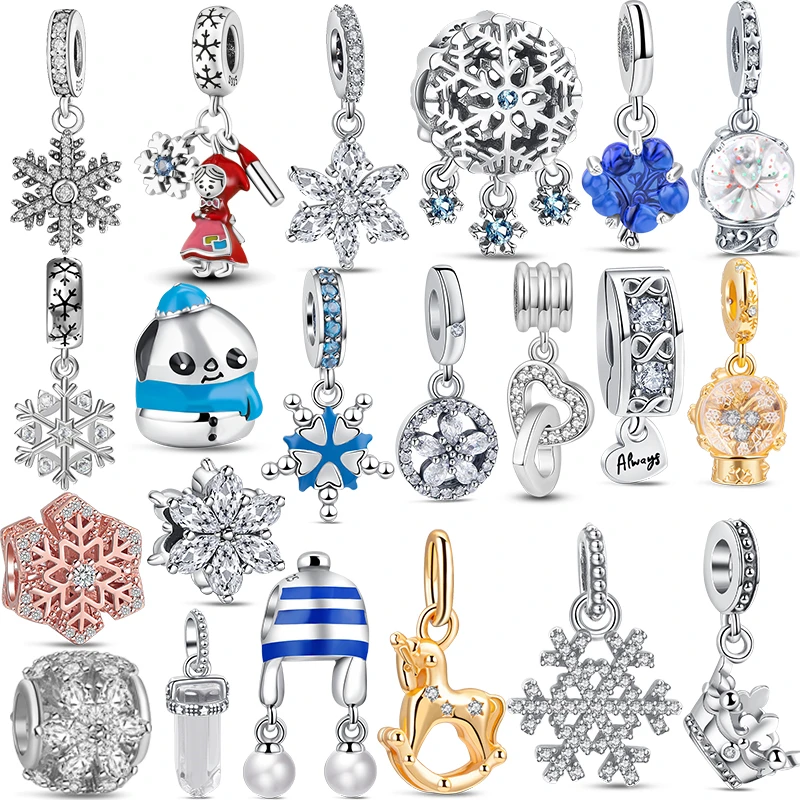 

2024 New Winter Snowflake Series Christmas Gift 925 Sterling Silver Charms Bead Fit Original Pandora Bracelet DIY Women Jewelry