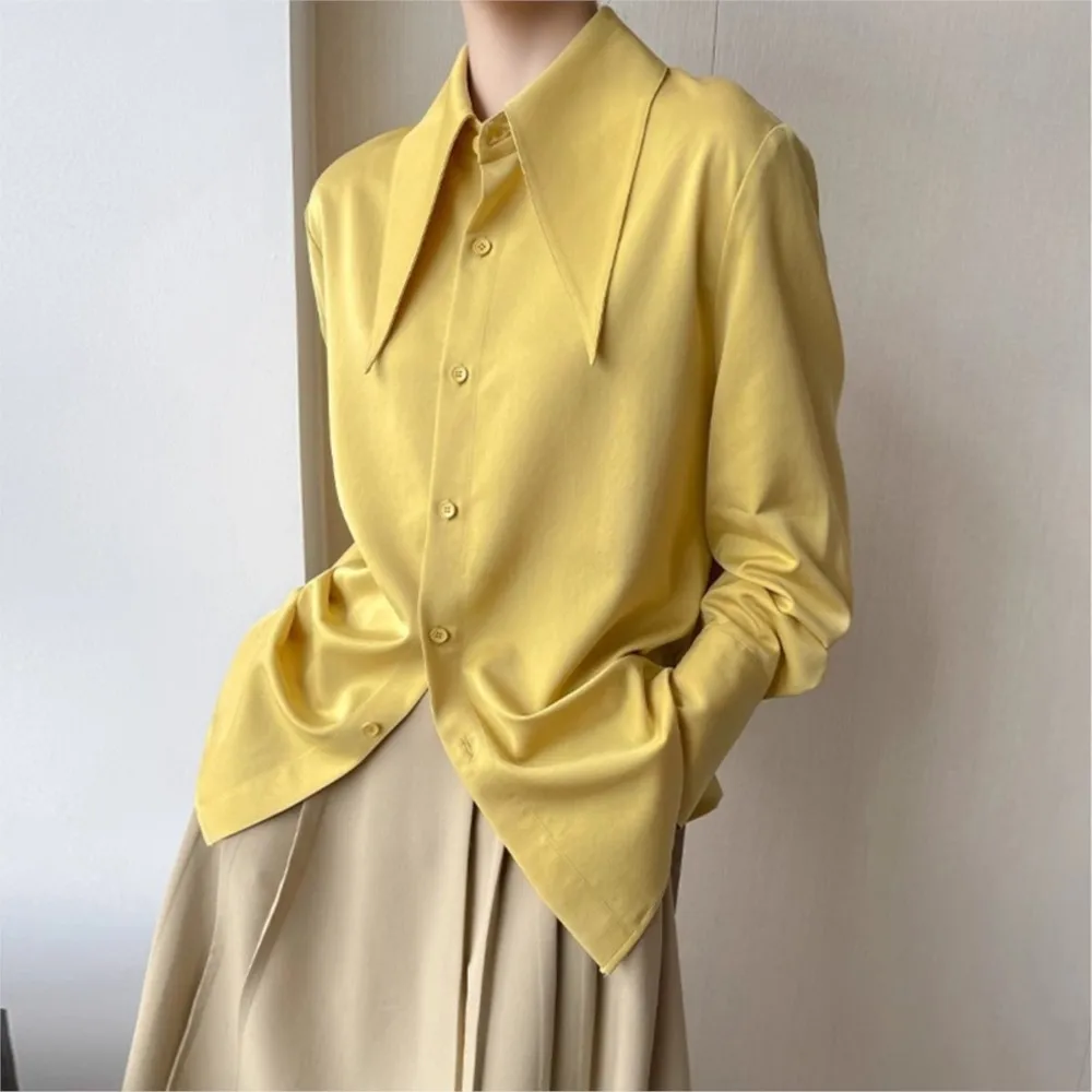 French high-end pointed collar shirt for women with a retro and trendy Hong Kong style modern and flowing shirt unique and niche