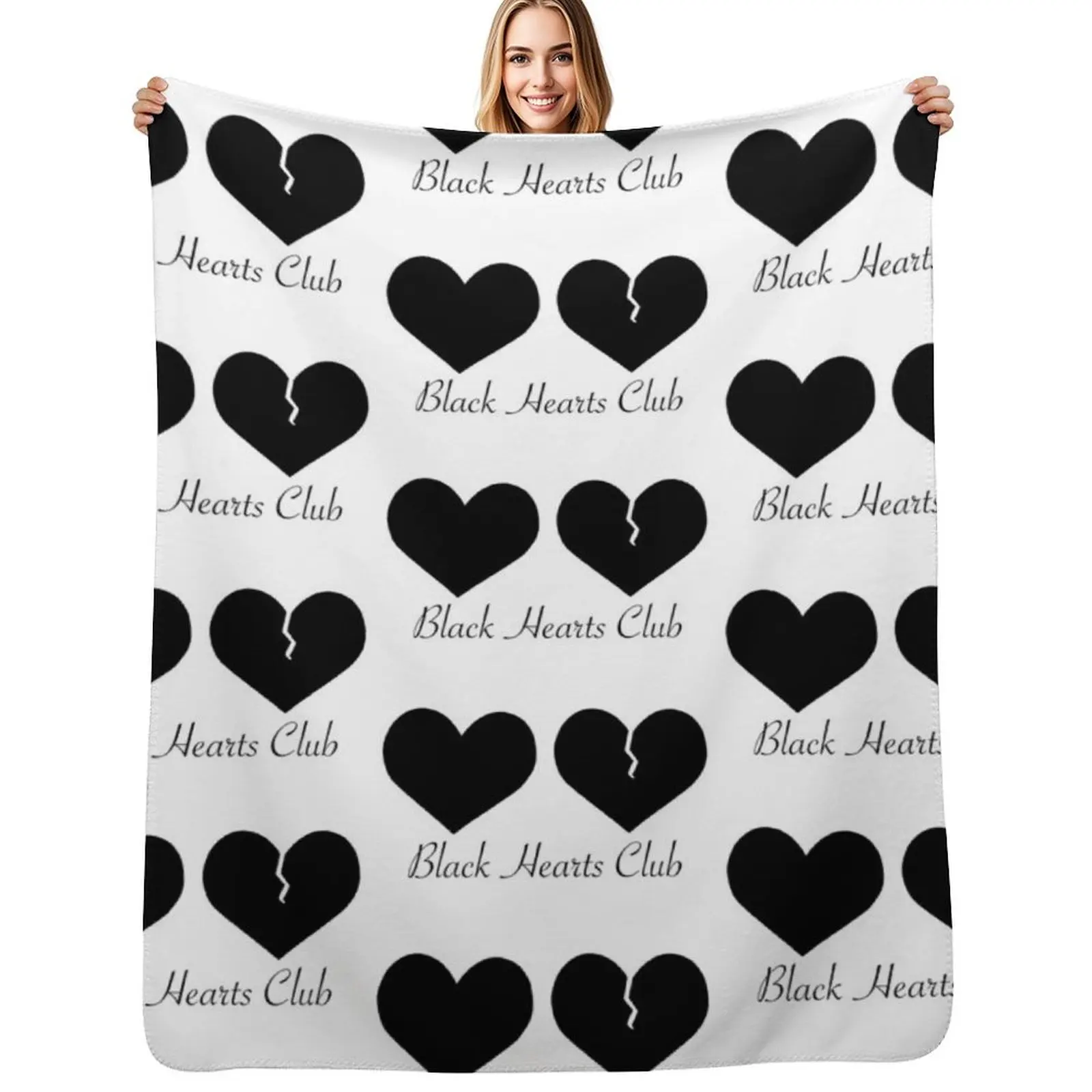 Black Hearts Club Throw Blanket Fluffy Cozy Throw Blanket for Home Decor