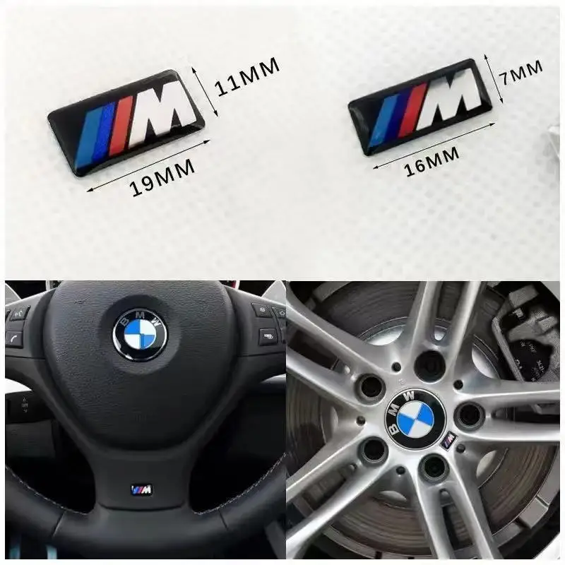 

3D Metal Car Badge Steering Wheel Dashboard Decor Hub Caps Center Sticker For All BMW M logo E28 E30 E34 E36 E39 E46 E52 E93 F10