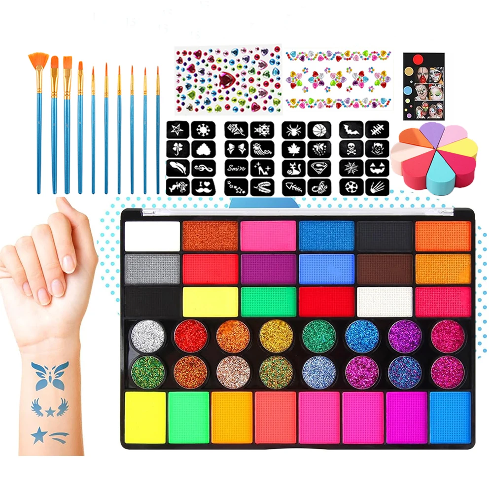 42色プロ仕様ボディフェイスペイントキット（パーティー用） ﻿ フェイスペイントキット 水性 無毒 フェイスペイントパレット 水溶性 高品質