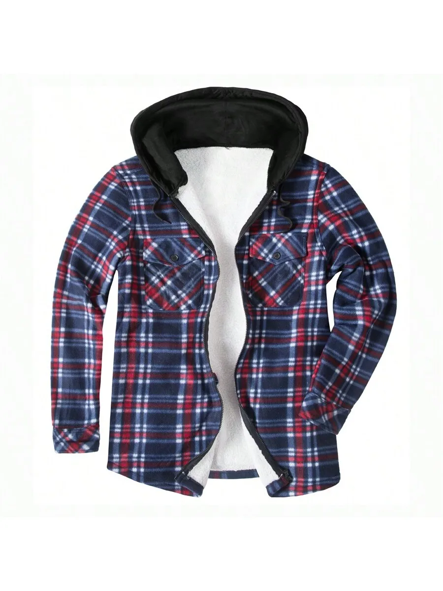 

Men's Autumn Winter Jackets Casual Long Sleeve Plaid Thick Warm Coats Men's High Quality Soft Fashion Jacket