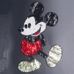Disney Mickey Mouse Shiny Icon Embroidery Applique Patches For Clothing DIY Sew on Patch on the stickers
