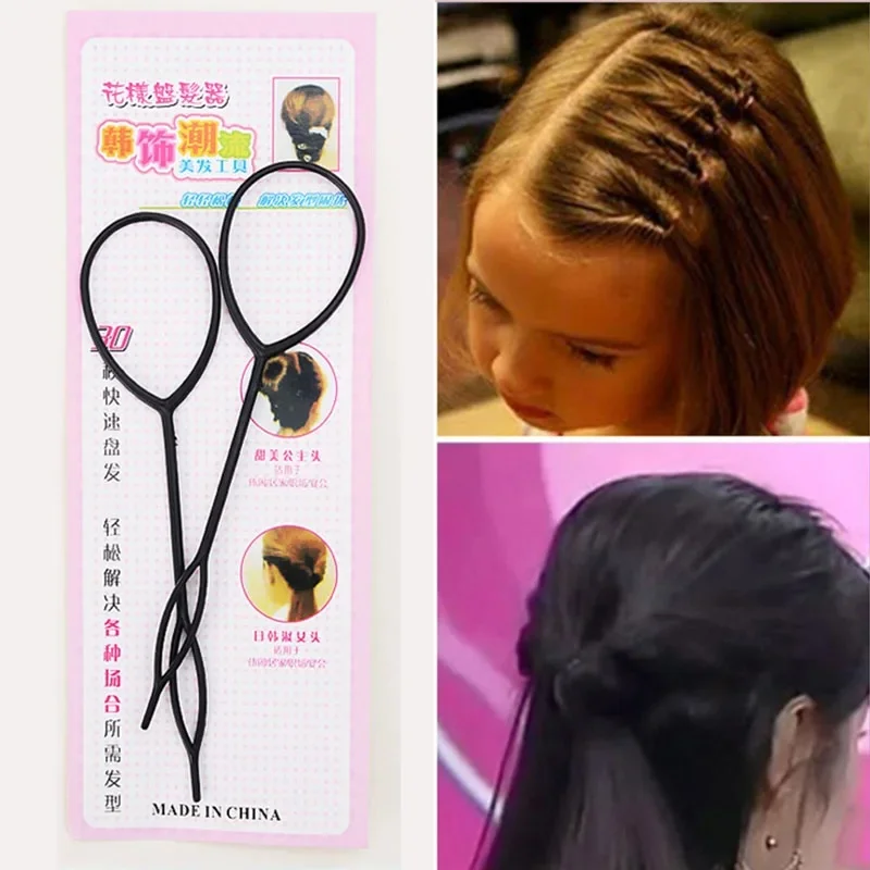 1-4Set Popular Ponytail Creator Plastic Loop Styling Tools Black Topsy Pony Topsy Tail Clip Hair Braid Maker Styling Tool