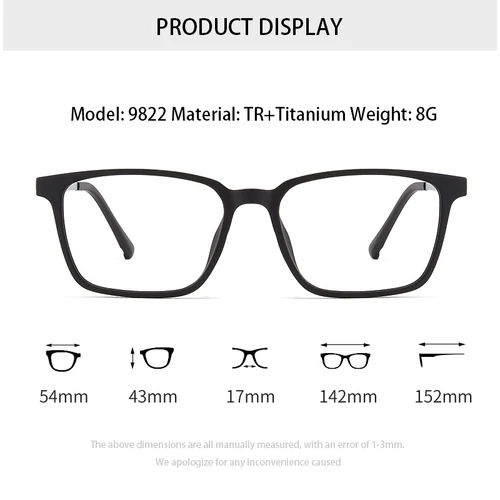 Imagen 2 del producto ALICIA moda cuadrado ultraligero TR90 gafas graduadas ópticas marcos hombre mujer