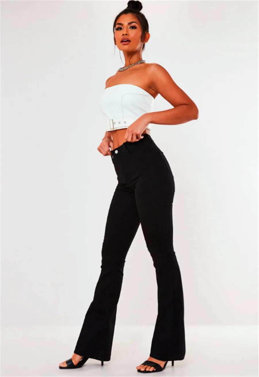 Women's Flare Dress Pants Jeans Office Black XS to 4XL Casual Bootcut Buttery Thicken Stretch Bell Bottom High Waist Dress Pants