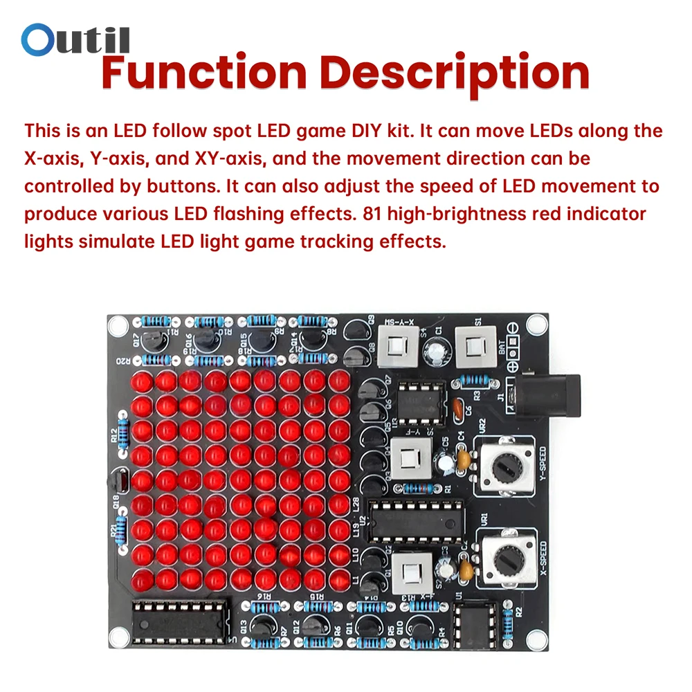 Kit electrónico DIY, Kits de luces de seguimiento LED, eje X/Y, flujo de velocidad ajustable, luz de agua, LED intermitente, punto de seguimiento, soldadura divertida