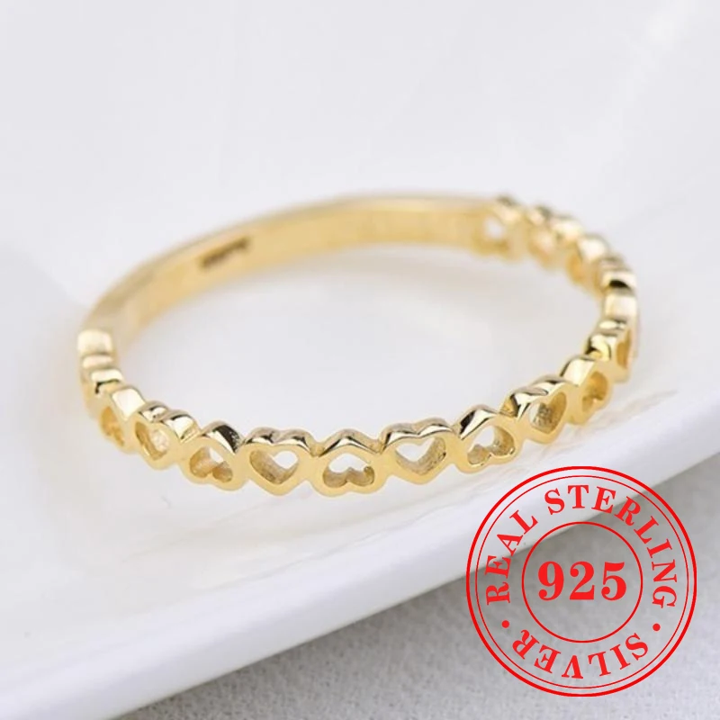 Huitan Sierlijke Hart Ronde Ringen voor Vrouwen 925 Sterling Zilver Esthetische Verlovingssieraden Zoete Liefde Eenvoudige Accessoires Geschenken