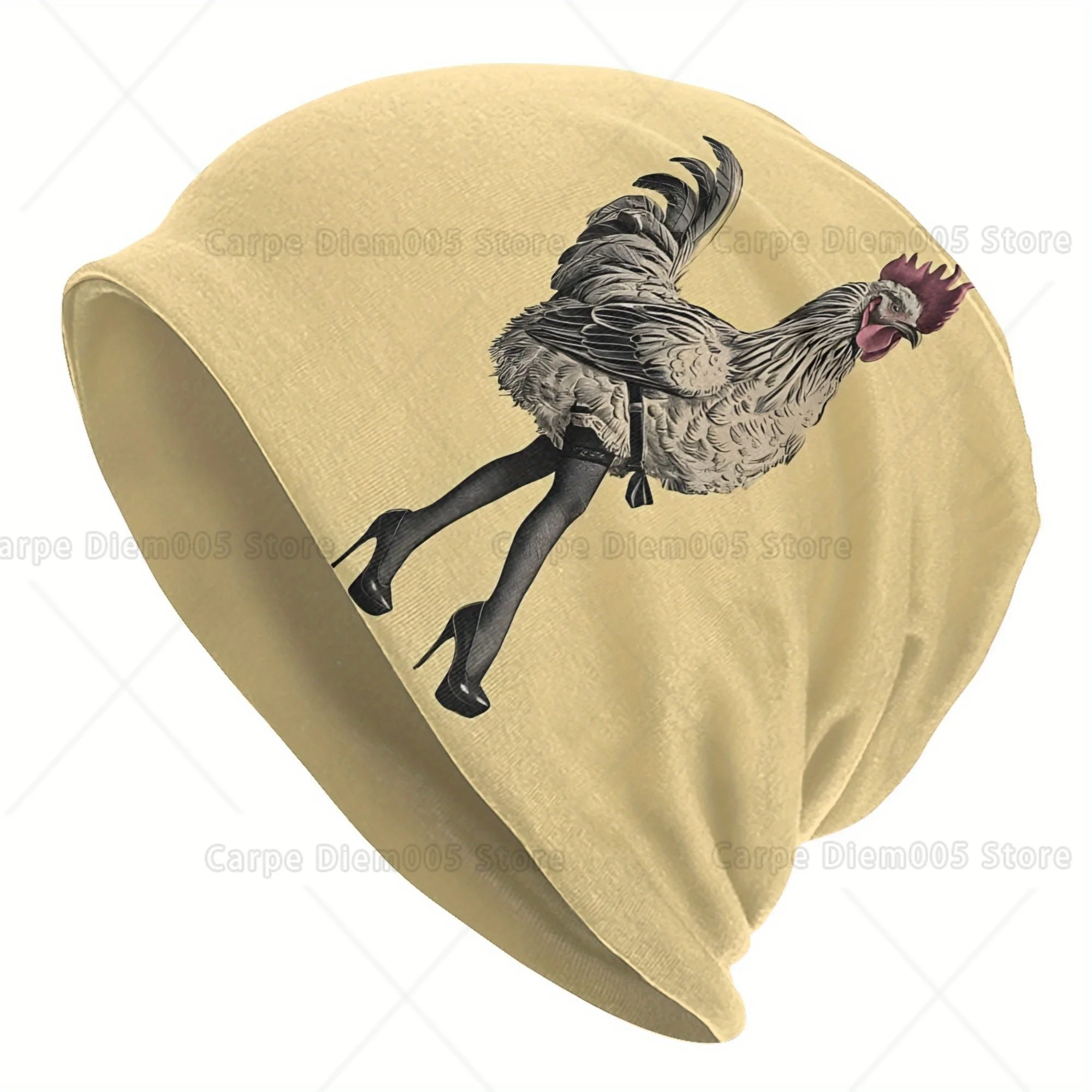 

Забавная сексуальная курица в чулках, шапка-бини на высоком каблуке - горчично-желтая модная шапка с черепом для мужчин, необычная холодная погода