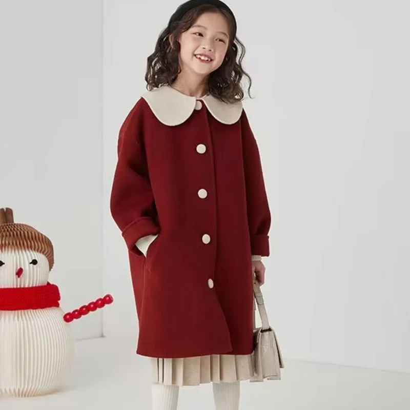 Mädchen Woll mantel Mantel Jacke Windschutz 2023 Prinzessin warm verdicken Winter Baumwolle Party plus Größe Kinder kleidung