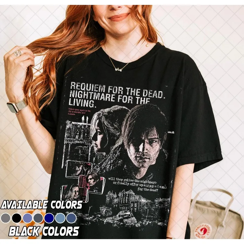 Resident Evil Requiem Retro Leon Kennedy T-shirt Women's T-shirt Summer New Unisex Casual Fashion Y2K Cotton T-shirt