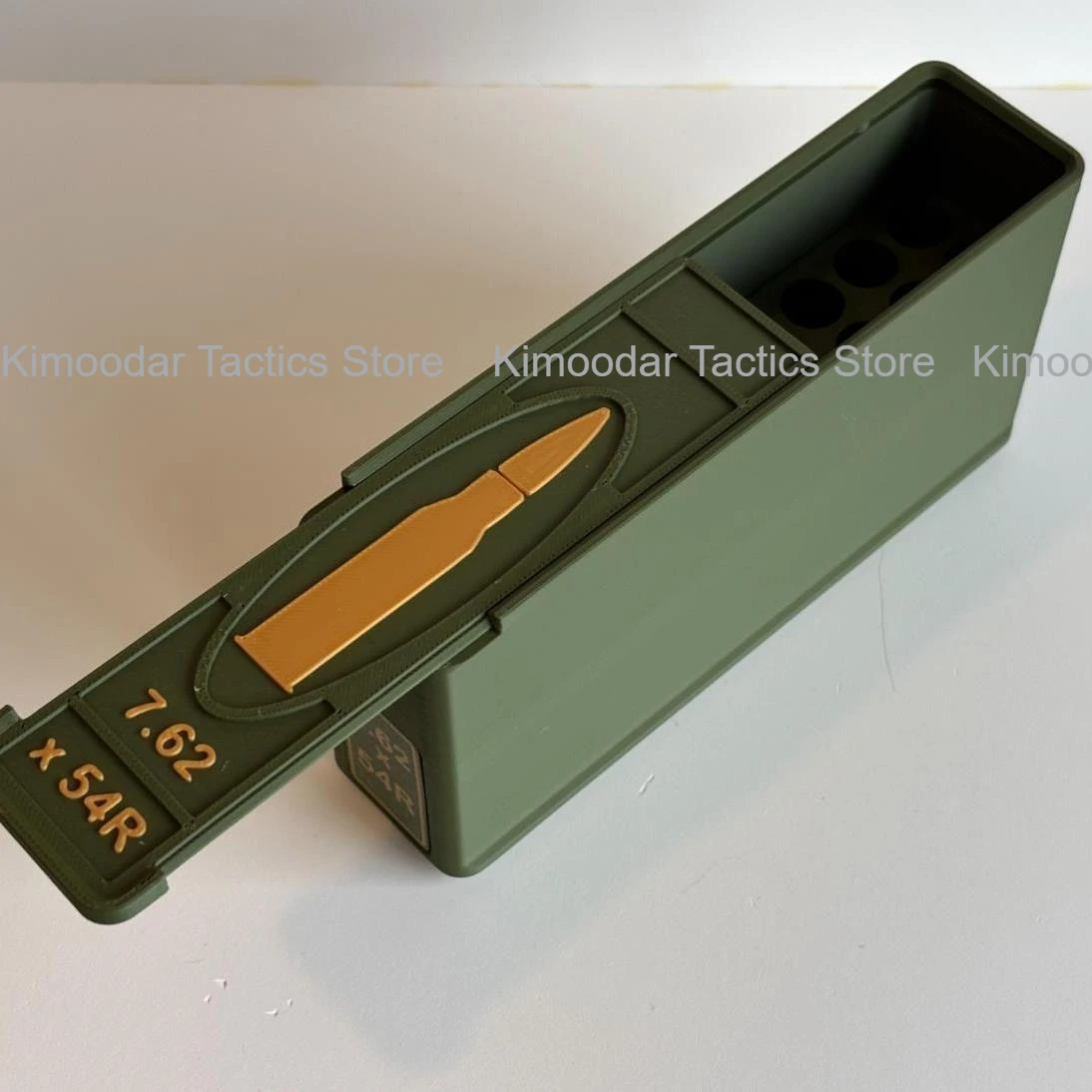 Fotografia 5: Caixa de armazenamento de bala 7.62 com impressão 3D, coleção de presente de mesa para entusiastas, apenas uma caixa vazia