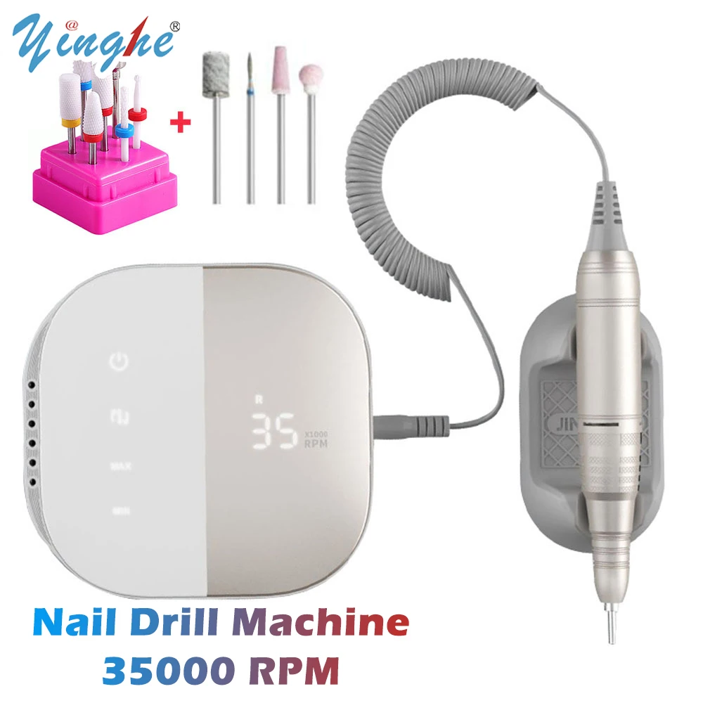 

High Quality Electric Nail Drill Machine 35000 RPM Electric File HD Display Metal Manicure Pen Professional Nail Lathe Sander