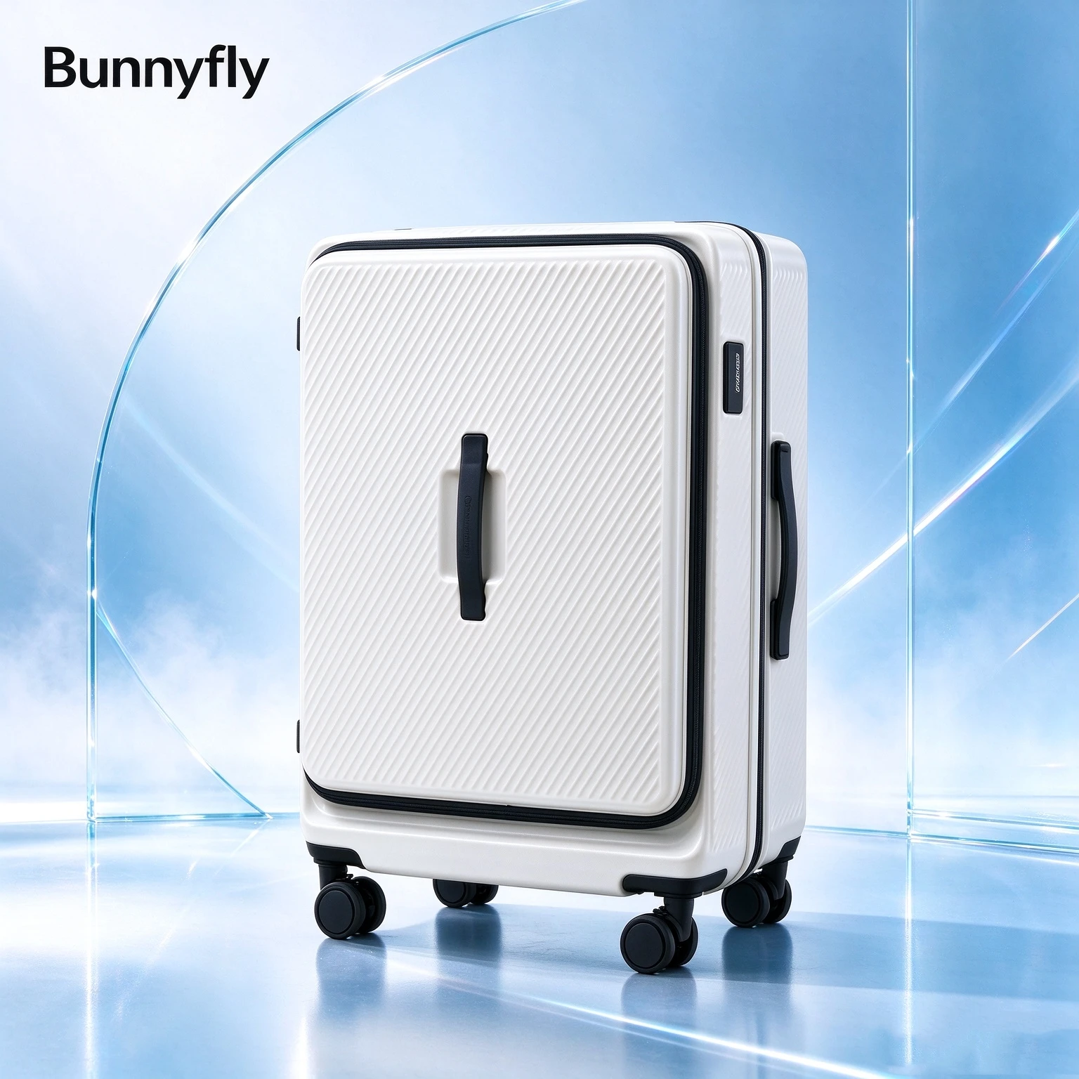 Bunnyfly Front Open Luggage PC Hard Shell Rolling Suitcase Silent Wheels TSA Lock Multifunctional Travel Trolley