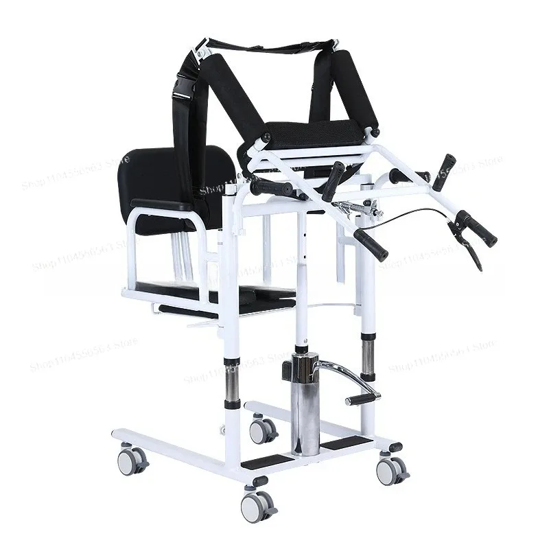 Elderly Hydraulic Lift Transfer Chair 150kg Capacity 4 in 1 Shower Commode Wheelchair for Bedside Bathroom