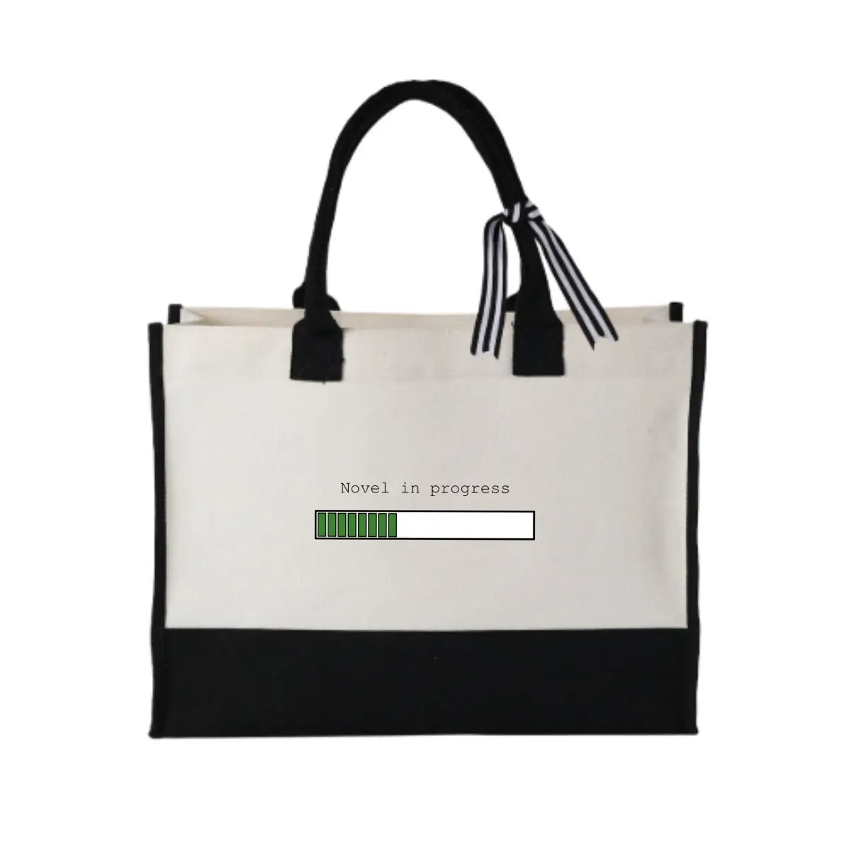 

Progress Bar Hides Quiet Secret Casual Shopping Tote Simplicity Patchwork Canvas Tote Bag