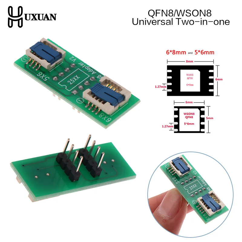 

QFN8/WSON8 Универсальная розетка «два в одном»/адаптер для чипов 6*5 мм и 8*6 мм SMT BIOS, розетка для вспышки