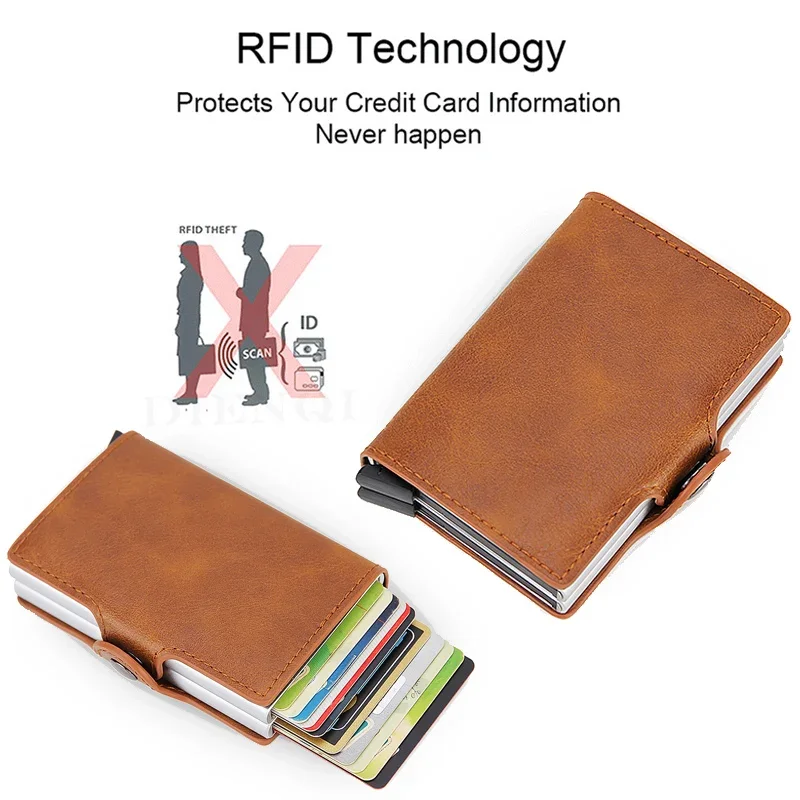 Rfid Credit Card Holder Men Wallets Bank Cardholder Case Small Leather Slim Thin Magic Mini Wallet Smart Minimalist Wallet 2024