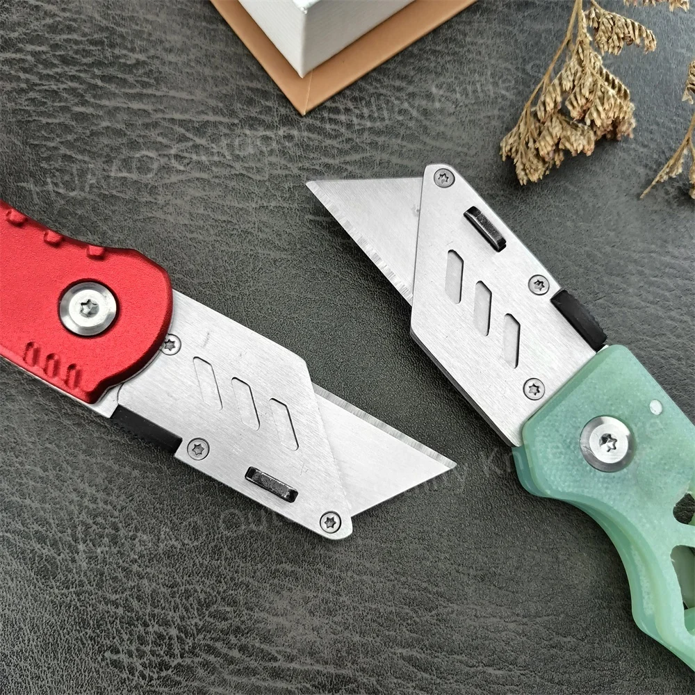 MIni Folding Pocket Art Knife 440C Blade Red Aluminum/Green G10 Handle Art Utility Knife Outdoor Camping Painting Hiking Tool