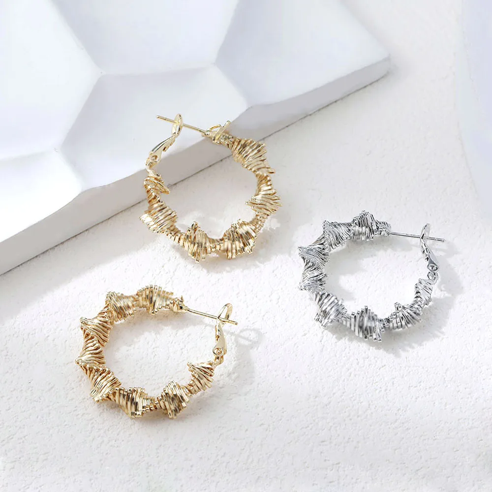 

4PCS Dainty Twisted Design Ear Studs for Jewelry Making Earrings DIY Brass 14k Gold Plated Accessories 32mm