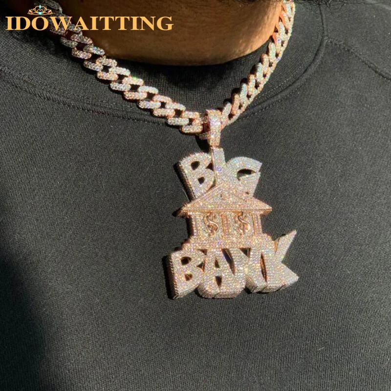 Hip Hop Iced Out Heavy Money Big Bank Dollar Sign Pendant Necklace For Men Bling 5A CZ Cubic Zircon Full Paved Cool Rock Jewelry