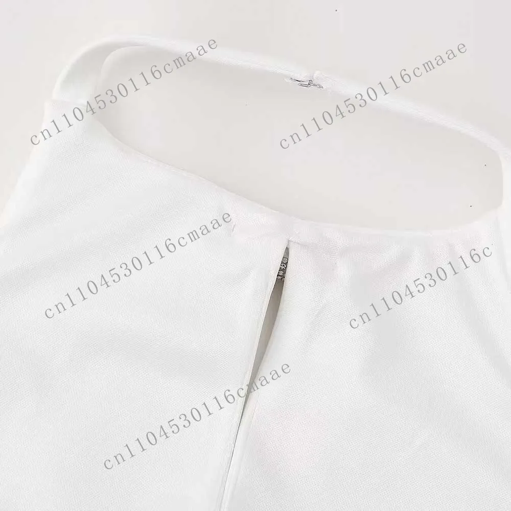 Women 2024 Summer New Chic Fashion Jeweled Bow Hanging Collar Tank Tops Vintage Backless Female Camis Chic Tops