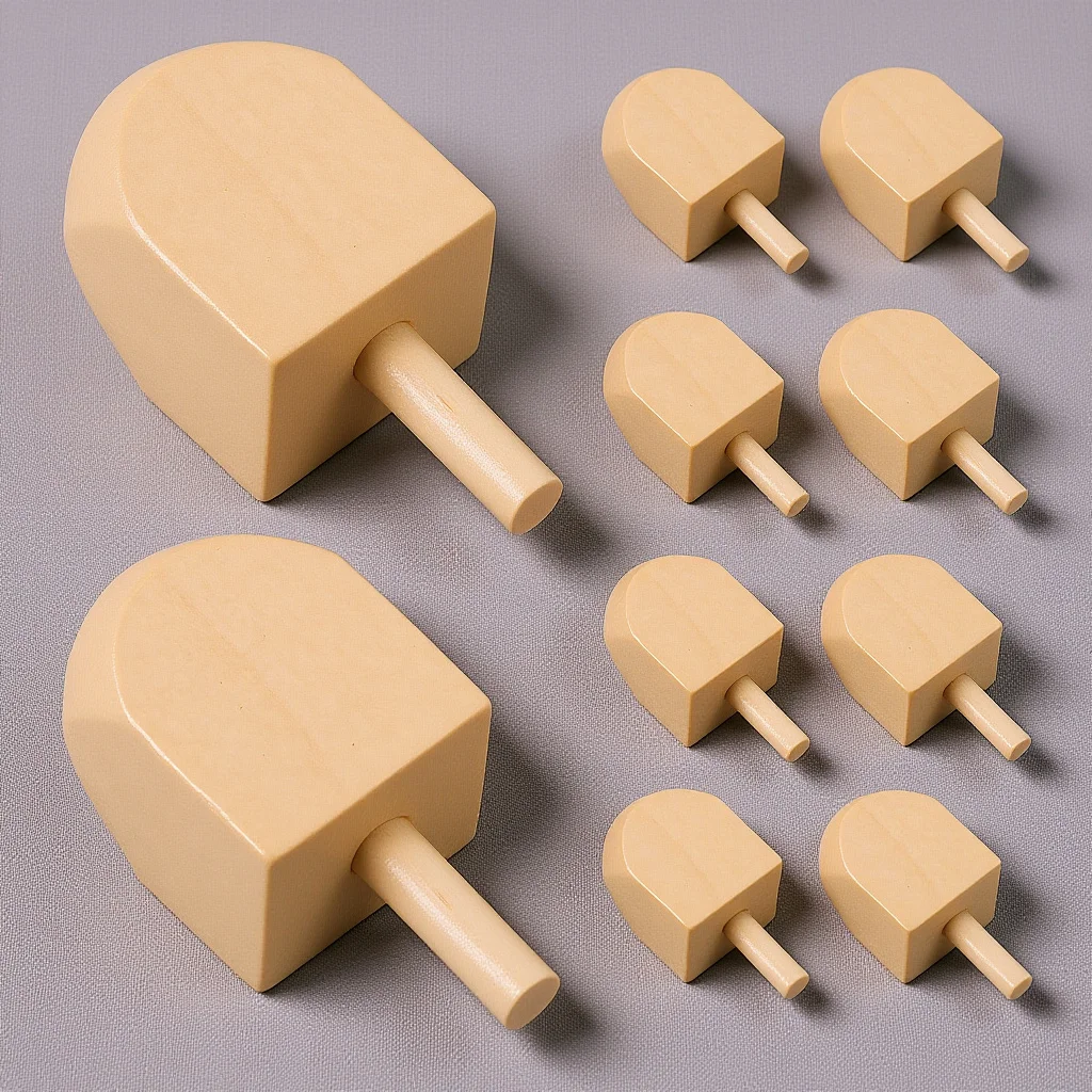 10개입 하누카 나무 드레이델 무도색 천연목 DIY 프로젝트 공예 파티 선물 회전 장난감 교육용