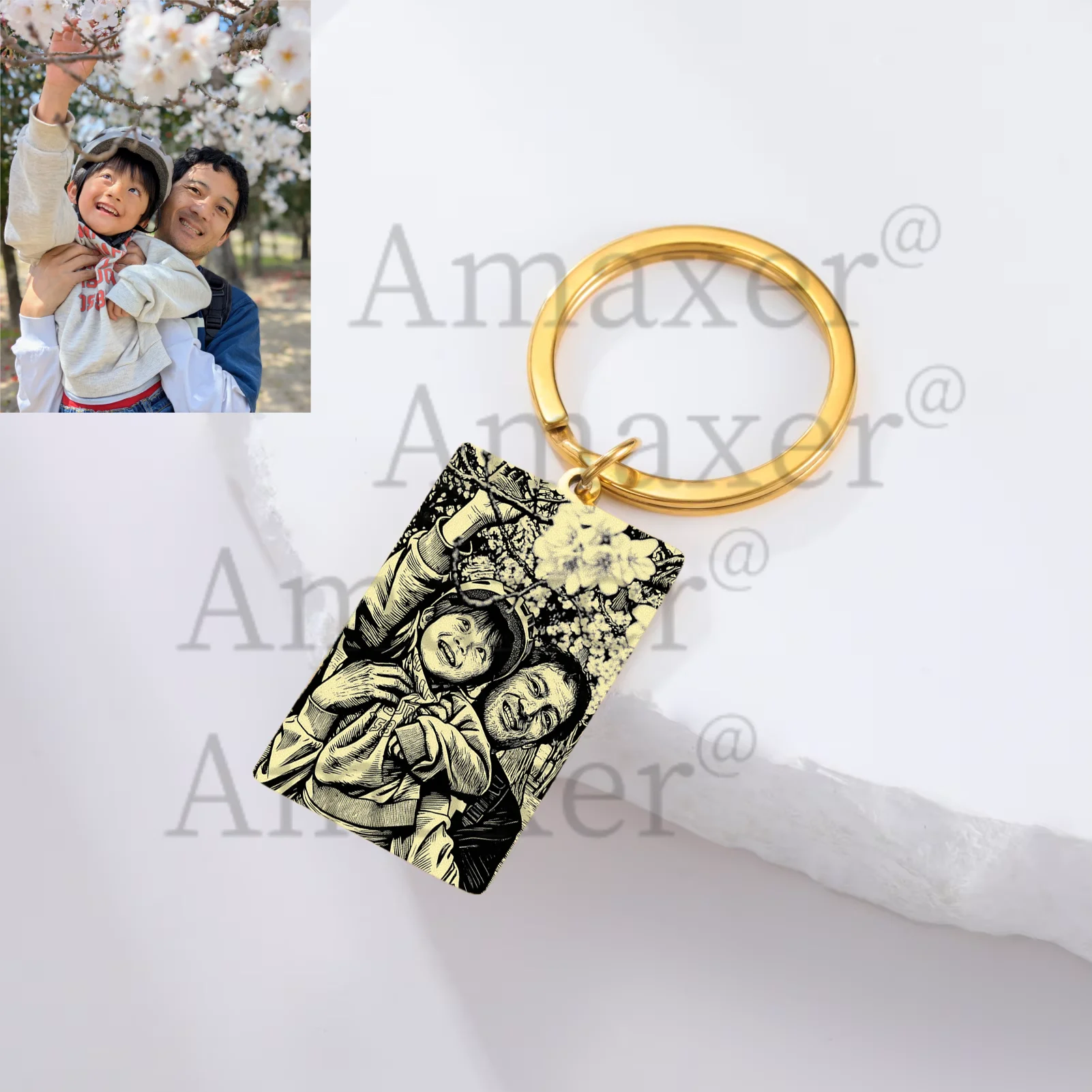  Engrave Portraits Picture Custom Personalised Text Photo Keychain for Family Pets Christmas Anniversary Memories Jewelry Gift