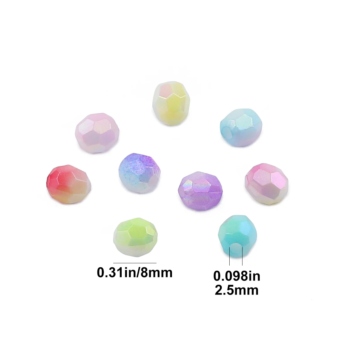 100pcs 8mm Multicolor Gradient Faceted Oval Acrylic Beads For DIY Handmade Bracelet Necklace Earrings Jewelry Making Accessories