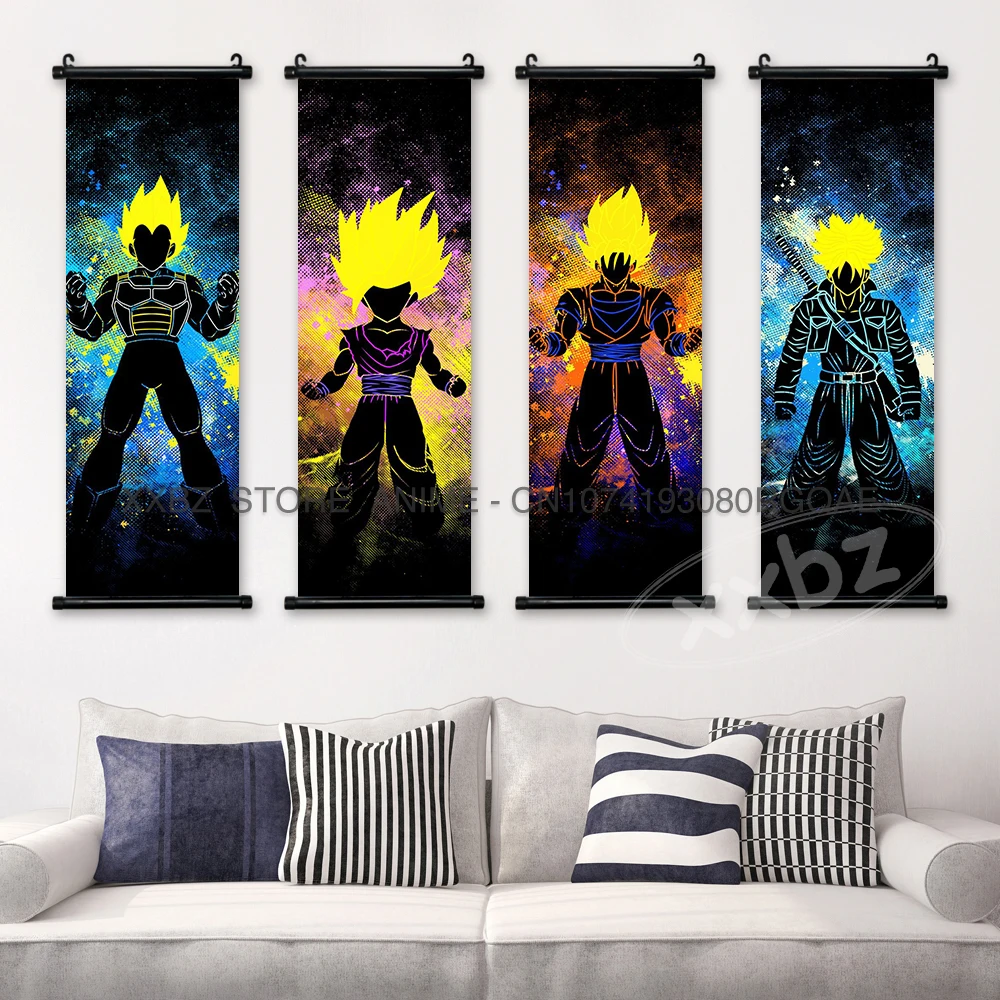 Dragon Ball Scrolls Pictures Posters Home Decor Classic Anime Hanging Painting Goku Wall Art Canvas Kakarot Bedside Background