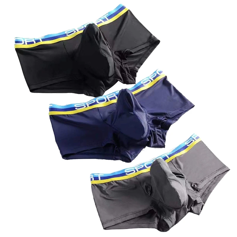 Brand 3PCS Men\'s Underwear Graphene Underpants Ice Silk Men Boxer U Pouch Convex Shorts Moisture Absorbent Elastic Male Pantie